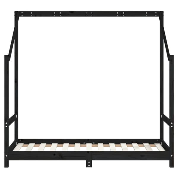 sengeramme til juniorseng 80x160 cm massivt fyrretræ sort