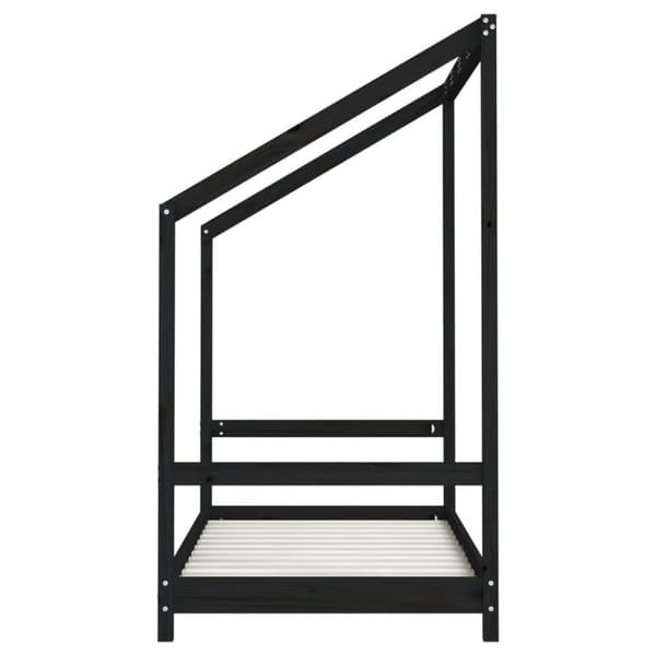 sengeramme til juniorseng 80x160 cm massivt fyrretræ sort