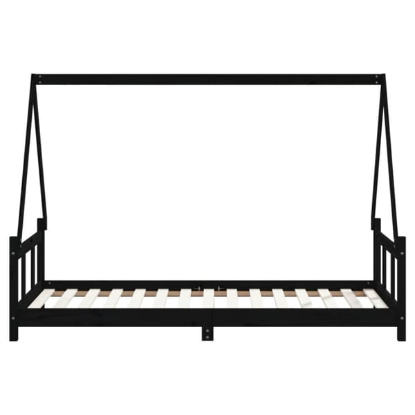 Sängram för barn svart 90x190 cm massiv furu