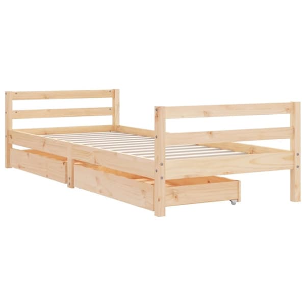 sengeramme til juniorseng m. skuffer 90x190 cm massivt fyr