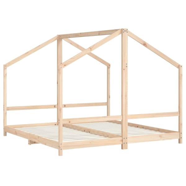 Sängram för barnsäng 2x(90x190) cm massiv furu