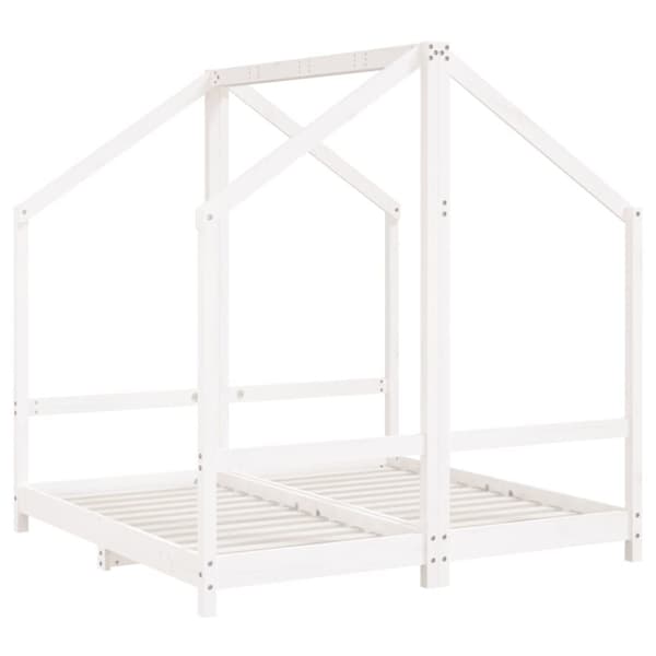 sengeramme til juniorseng 2x(70x140) cm massivt fyrretræ hvid