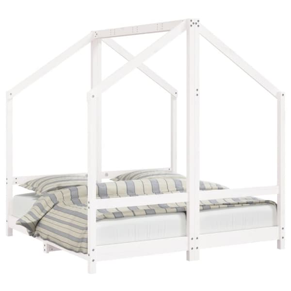 sengeramme til juniorseng 2x(70x140) cm massivt fyrretræ hvid