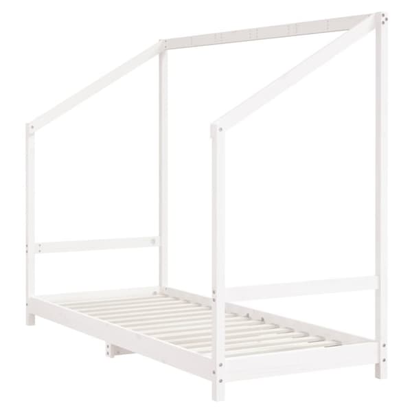 Sängram för barnsäng vit 2x(80x200) cm massiv furu