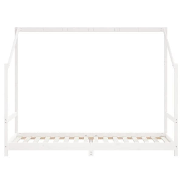 Sängram för barnsäng vit 2x(80x200) cm massiv furu