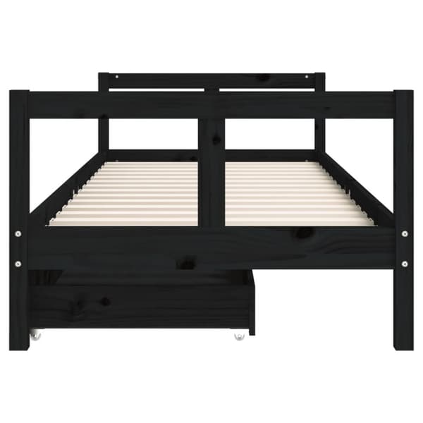 sengeramme til juniorseng m. skuffer 80x200 cm massivt fyr sort