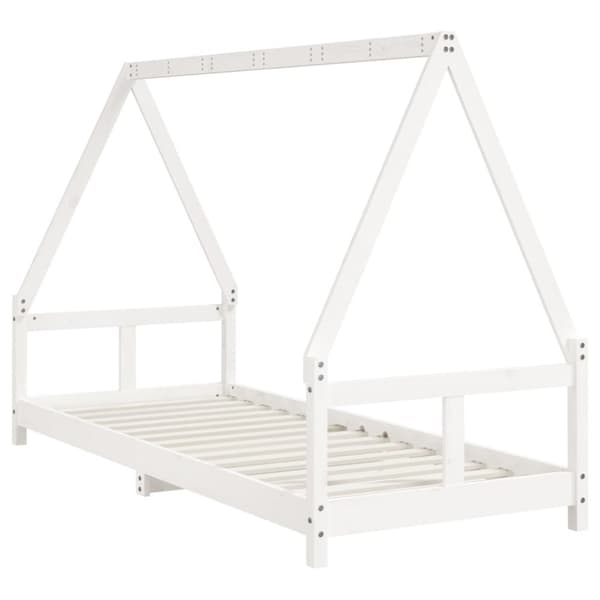 sengeramme til juniorseng 80x200 cm massivt fyrretræ hvid