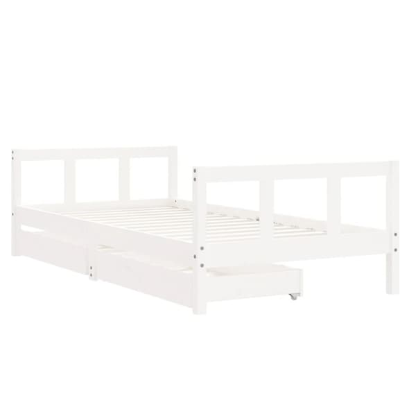 sengeramme til juniorseng m. skuffer 90x190 cm massivt fyr hvid