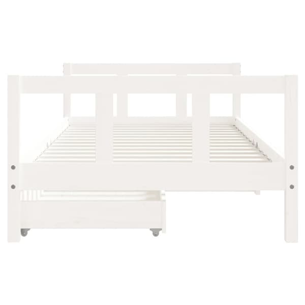 sengeramme til juniorseng m. skuffer 90x190 cm massivt fyr hvid