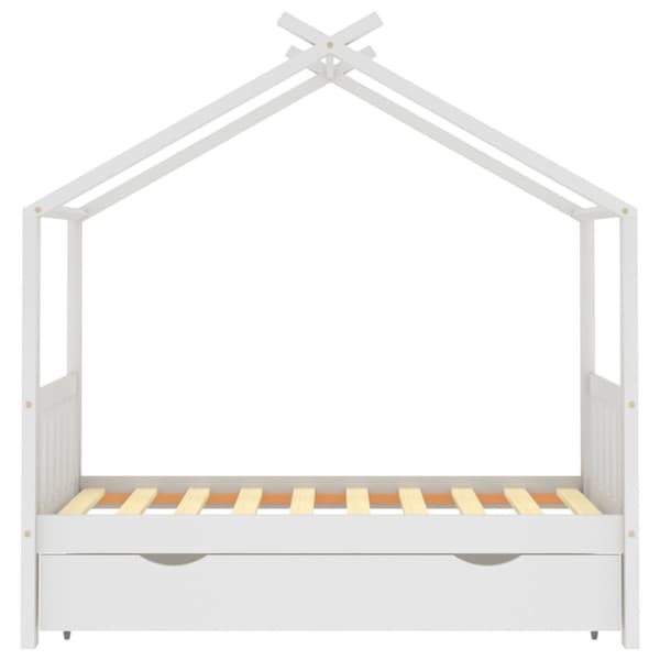Barnsäng med låda vit massiv furu 80x160 cm