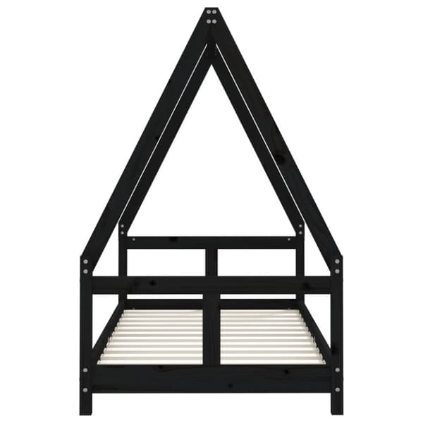 sengeramme til juniorseng 80x160 cm massivt fyrretræ sort