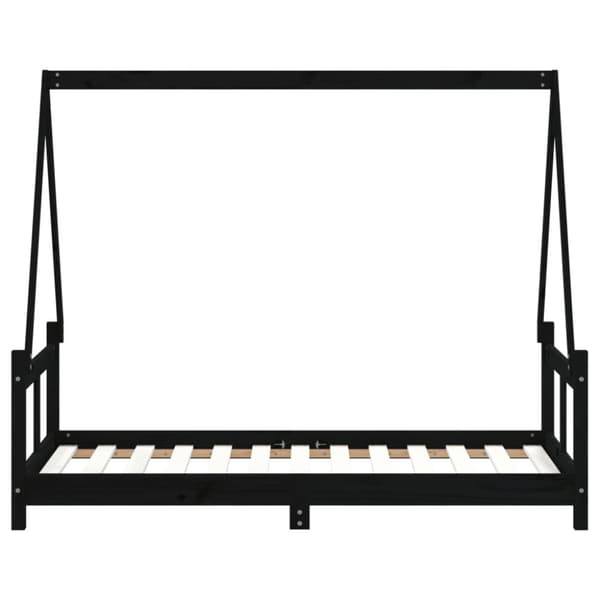 sengeramme til juniorseng 80x160 cm massivt fyrretræ sort