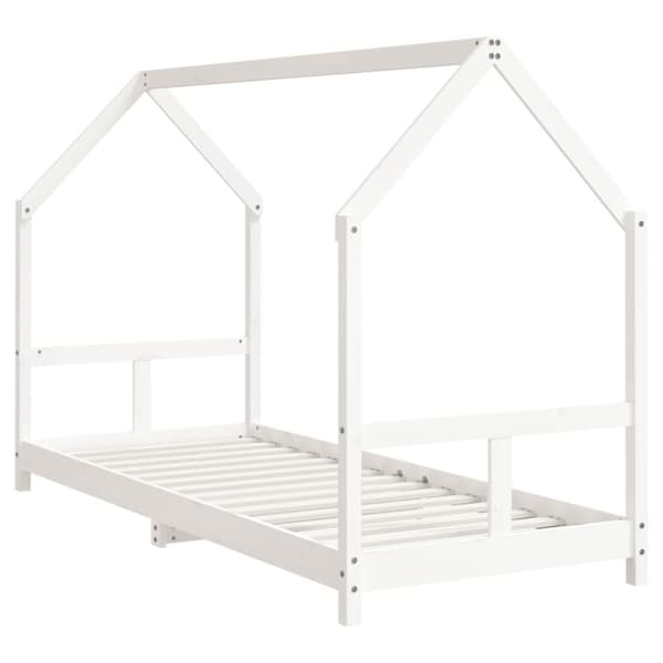sengeramme til juniorseng 80x200 cm massivt fyrretræ hvid