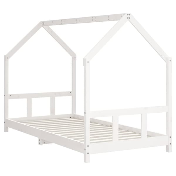 sengeramme til juniorseng 90x190 cm massivt fyrretræ hvid