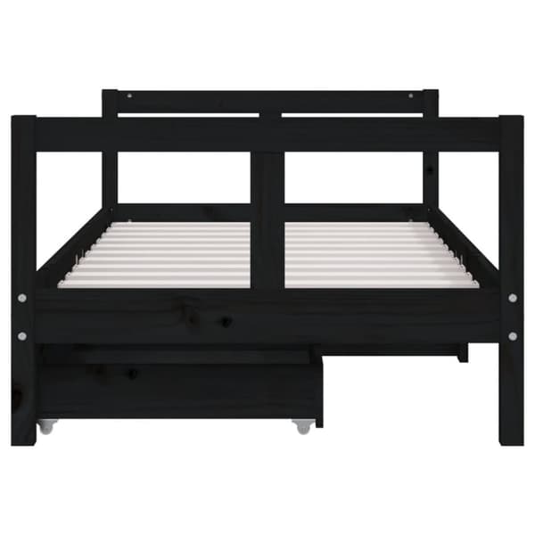 sengeramme til juniorseng m. skuffer 80x160 cm massivt fyr sort