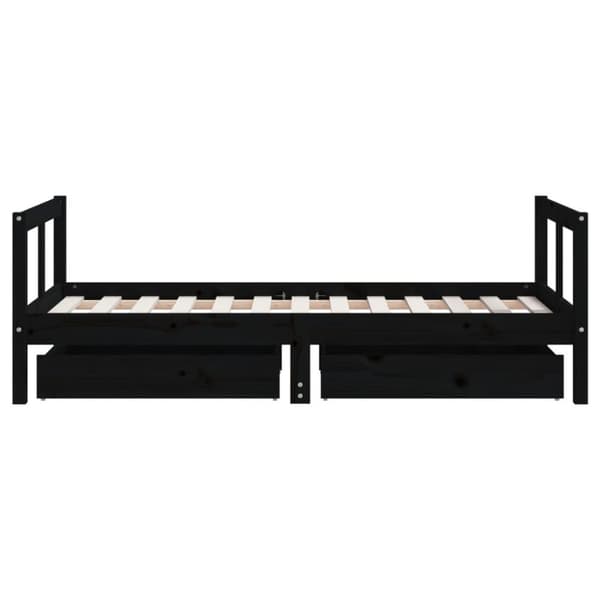 sengeramme til juniorseng m. skuffer 80x160 cm massivt fyr sort