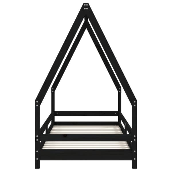 Lasten sängynrunko musta 80x200 cm täysi mänty