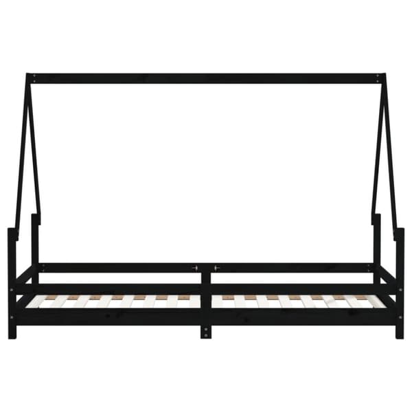 Lasten sängynrunko musta 80x200 cm täysi mänty