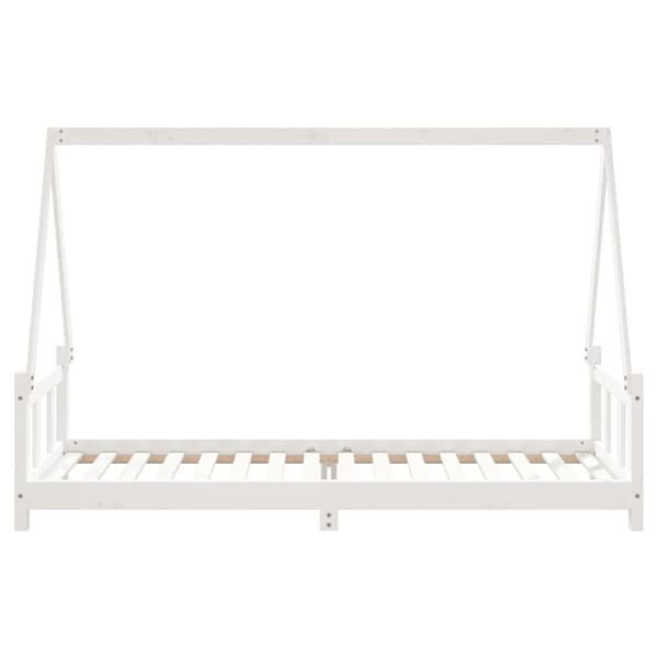 sengeramme til juniorseng 90x200 cm massivt fyrretræ hvid