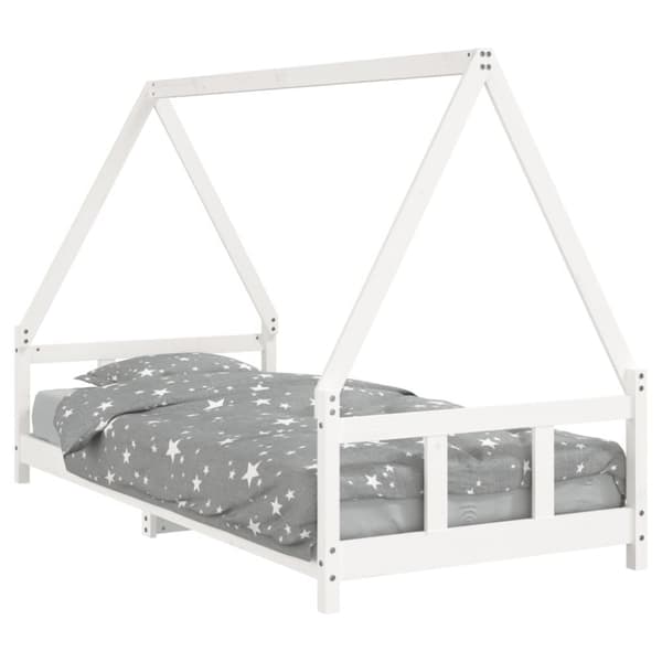 sengeramme til juniorseng 90x200 cm massivt fyrretræ hvid