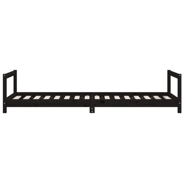 sengeramme til juniorseng 80x200 cm massivt fyrretræ sort