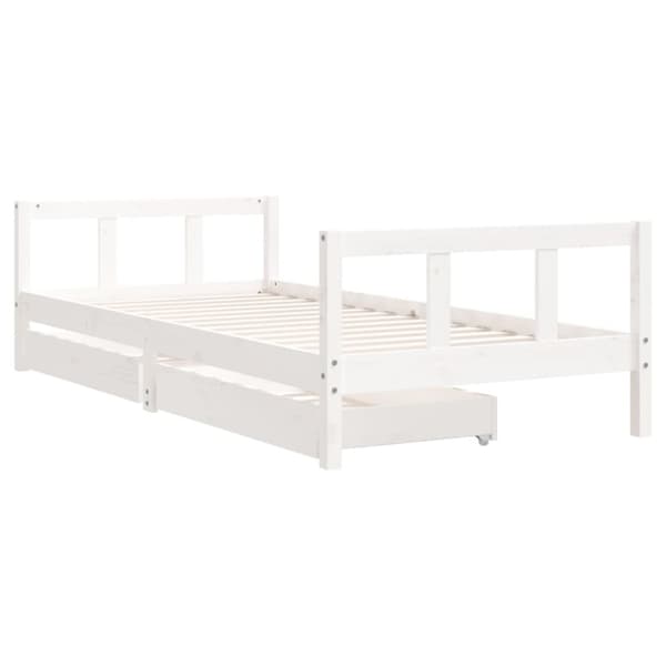 sengeramme til juniorseng m. skuffer 90x200 cm massivt fyr hvid