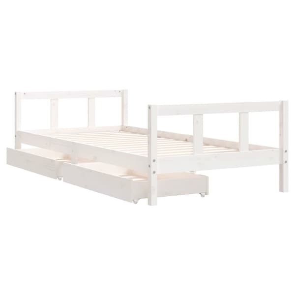 sengeramme til juniorseng m. skuffer 90x200 cm massivt fyr hvid
