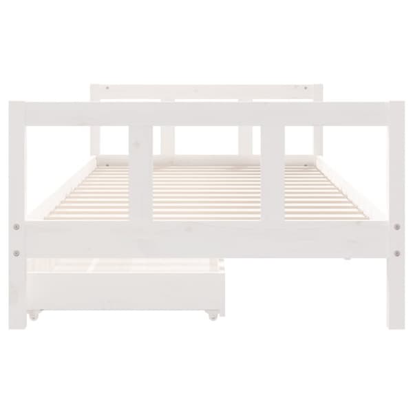 sengeramme til juniorseng m. skuffer 90x200 cm massivt fyr hvid