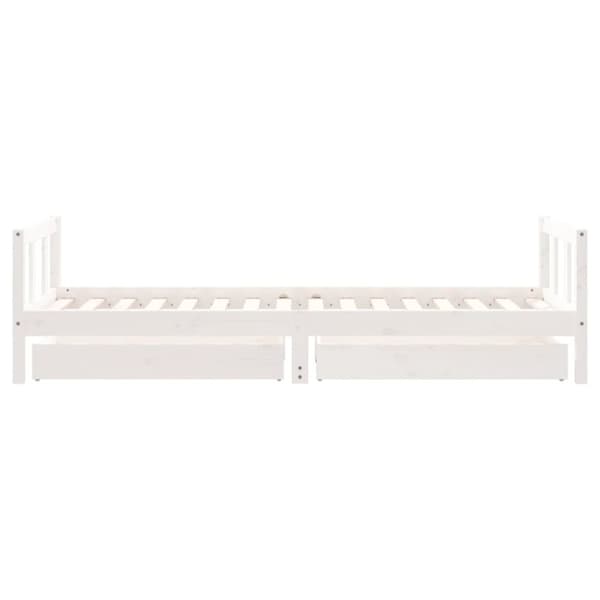 sengeramme til juniorseng m. skuffer 90x200 cm massivt fyr hvid