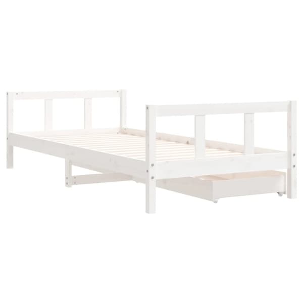 sengeramme til juniorseng m. skuffer 90x200 cm massivt fyr hvid