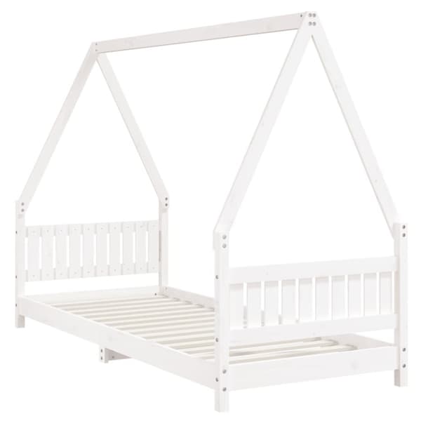 sengeramme til juniorseng 80x200 cm massivt fyrretræ hvid
