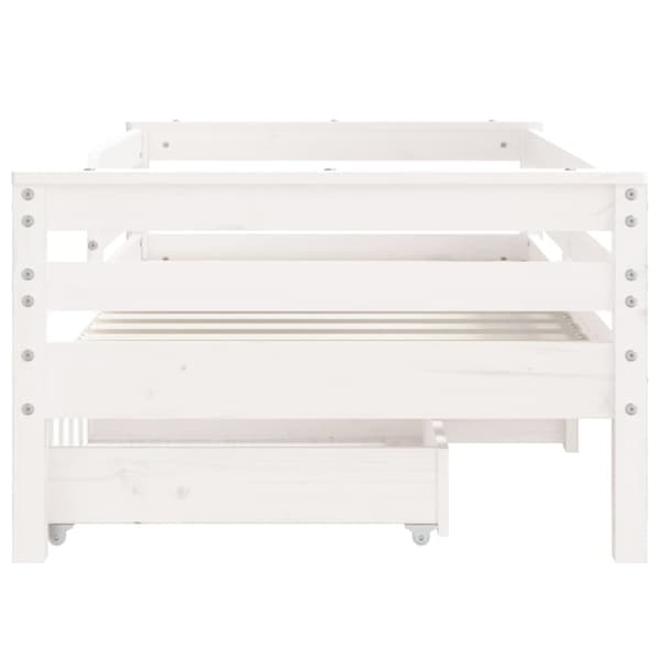 sengeramme til juniorseng m. skuffer 70x140 cm massivt fyr hvid