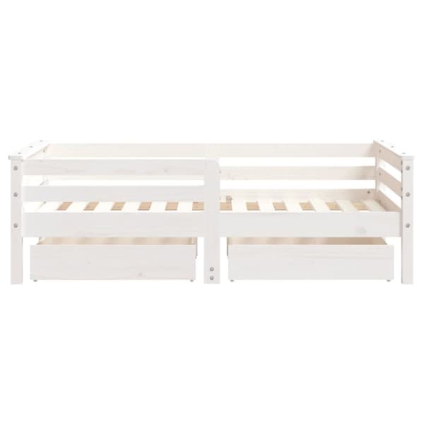 sengeramme til juniorseng m. skuffer 70x140 cm massivt fyr hvid