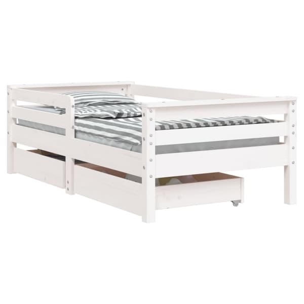 sengeramme til juniorseng m. skuffer 70x140 cm massivt fyr hvid