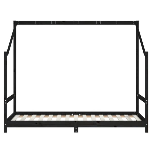 sengeramme til juniorseng 90x190 cm massivt fyrretræ sort