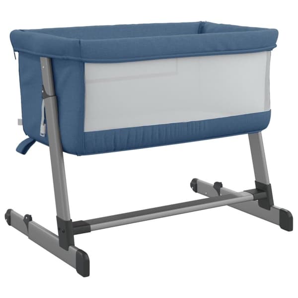 babyseng med madras linnedstof marineblå