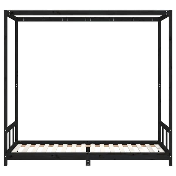sengeramme til juniorseng 90x200 cm massivt fyrretræ sort