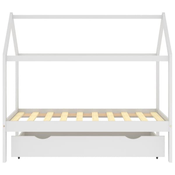 sengestel til børneseng 80x160 cm med skuffe fyrretræ hvid