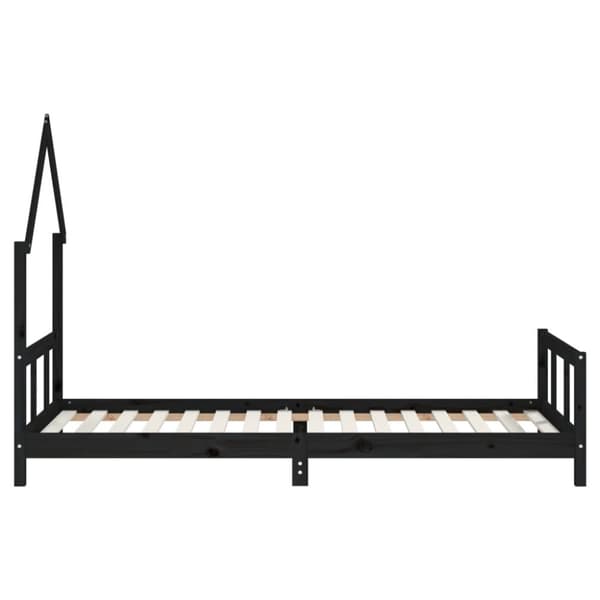 sengeramme til juniorseng 90x200 cm massivt fyrretræ sort