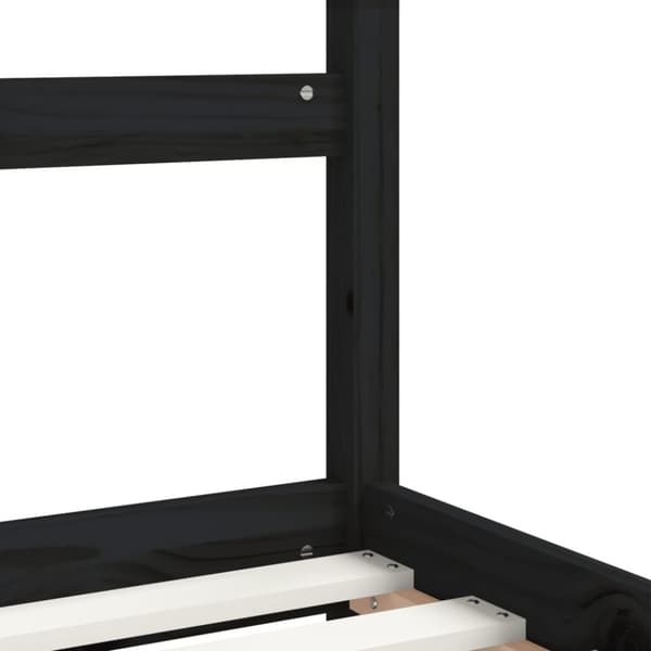 sengeramme til juniorseng 90x200 cm massivt fyrretræ sort