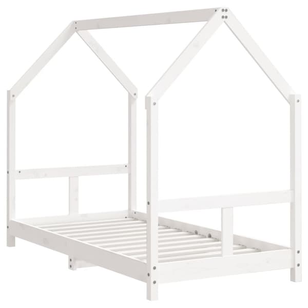 sengeramme til juniorseng 80x160 cm massivt fyrretræ hvid