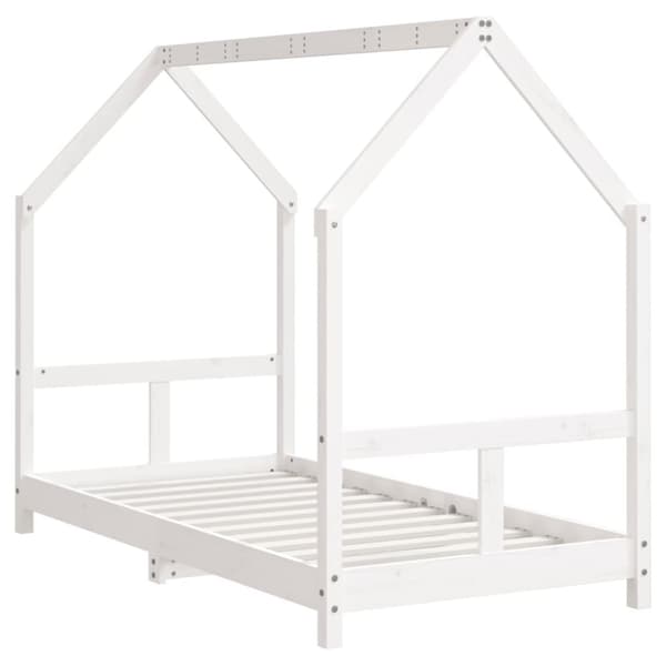 sengeramme til juniorseng 80x160 cm massivt fyrretræ hvid