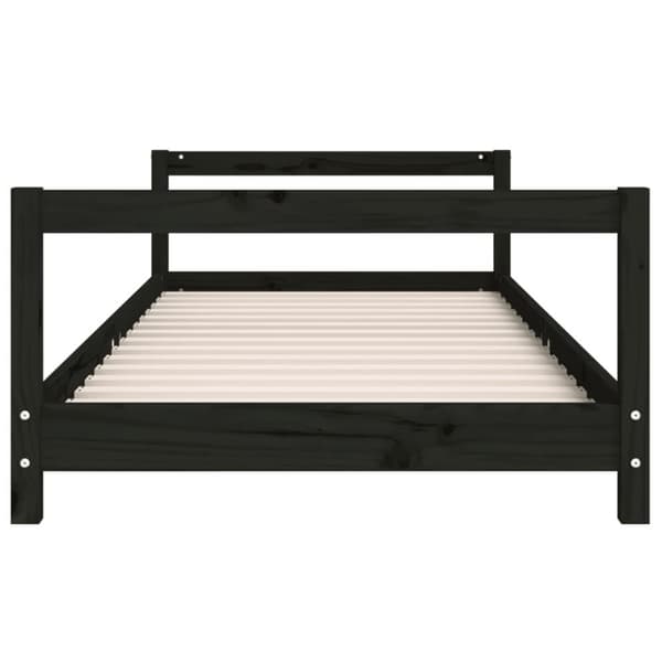 sengeramme til juniorseng 90x190 cm massivt fyrretræ sort