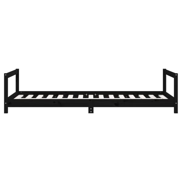 sengeramme til juniorseng 90x190 cm massivt fyrretræ sort