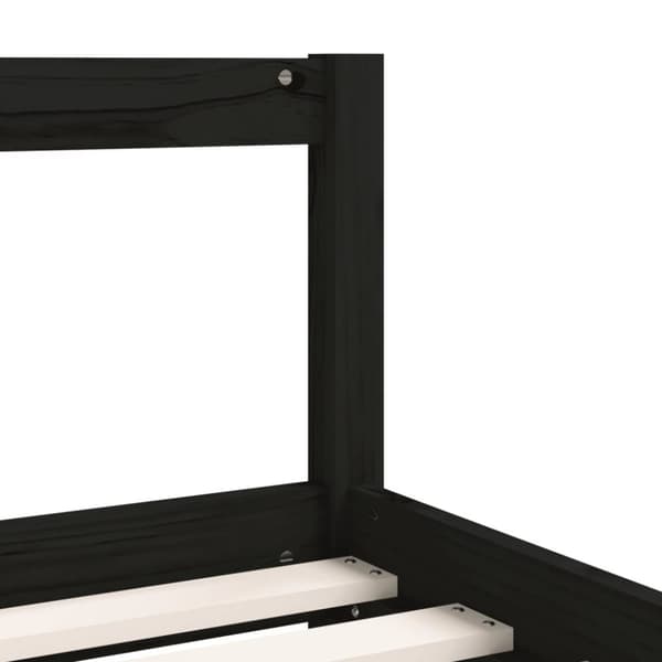 sengeramme til juniorseng 90x190 cm massivt fyrretræ sort