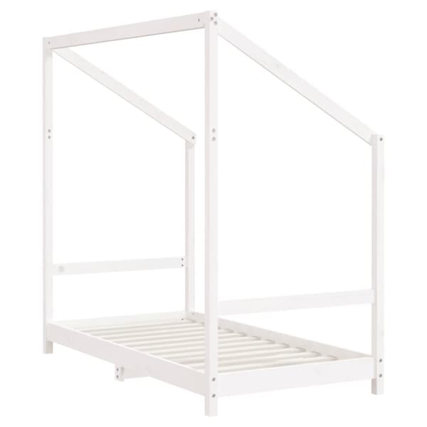 sengeramme til juniorseng 80x160 cm massivt fyrretræ hvid