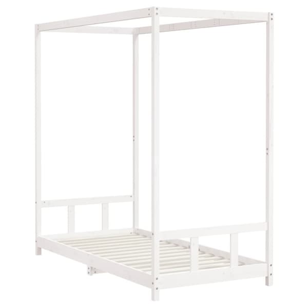 sengeramme til juniorseng 90x190 cm massivt fyrretræ hvid