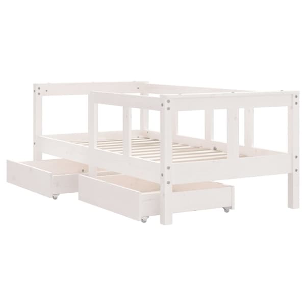 sengeramme til juniorseng m. skuffer 70x140 cm massivt fyr hvid