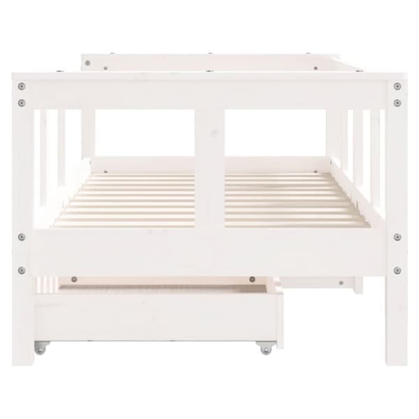 sengeramme til juniorseng m. skuffer 70x140 cm massivt fyr hvid