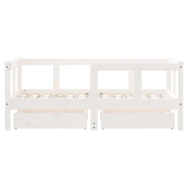 sengeramme til juniorseng m. skuffer 70x140 cm massivt fyr hvid